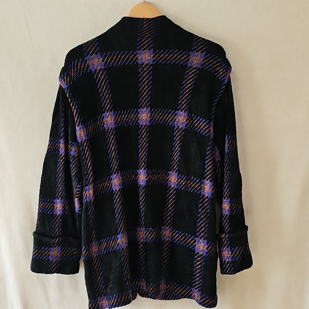 St. John Sportswear Purple & Black Plaid Knit Sweater Jacket M - Picture 6 of 7